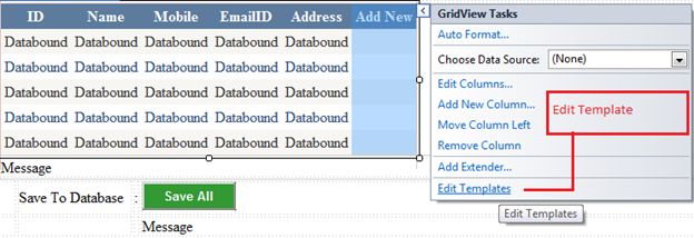  Edit Templates from Gridview Task